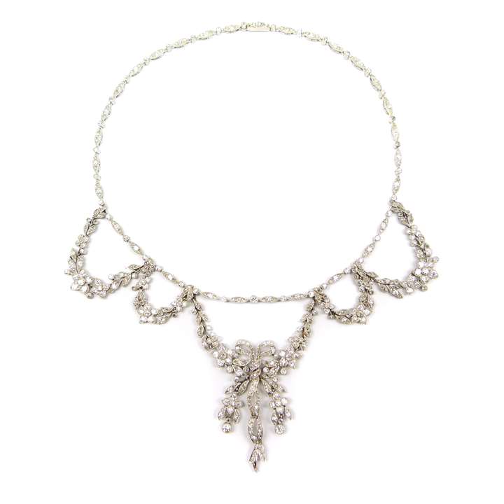 Early 20th centrury diamond garland swag necklace, French c.1905,
